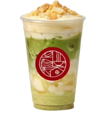 Banana Pudding Matcha served in a Lika's Bakery cup